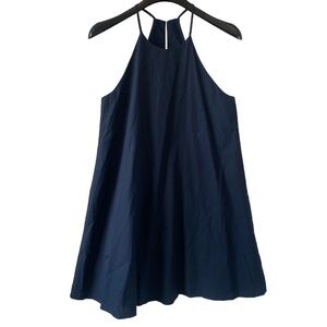 Amanda Uprichard “Violet” Navy Blue Halter Dress Cotton $168 Size Medium
